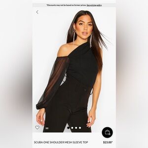 Boohoo asymmetric one sleeve black crop top elegant